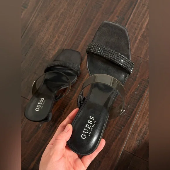 GUESS Black Women's Heeled Sandals - Picture 4 of 9